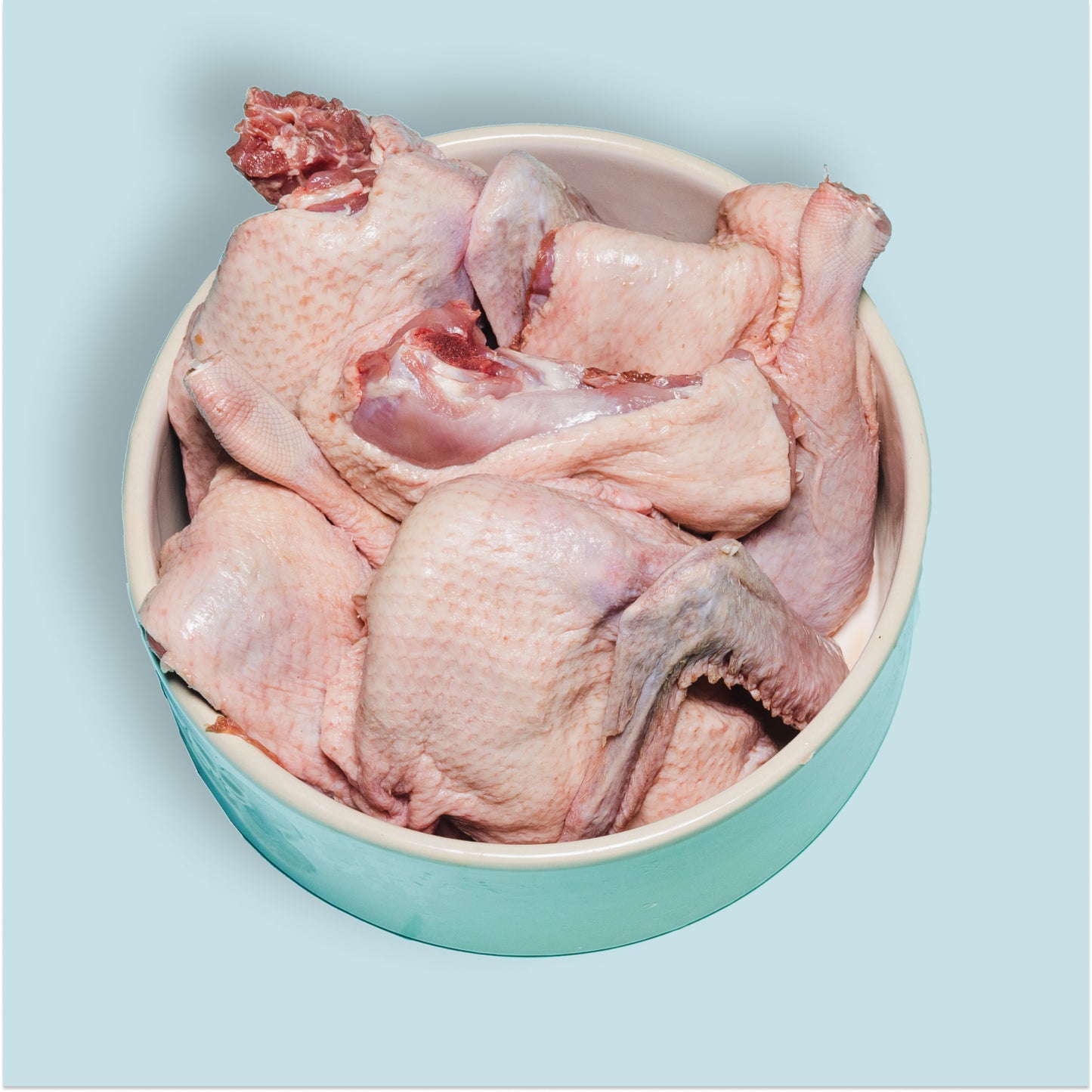 pure duck pieces for dogs in bowl
