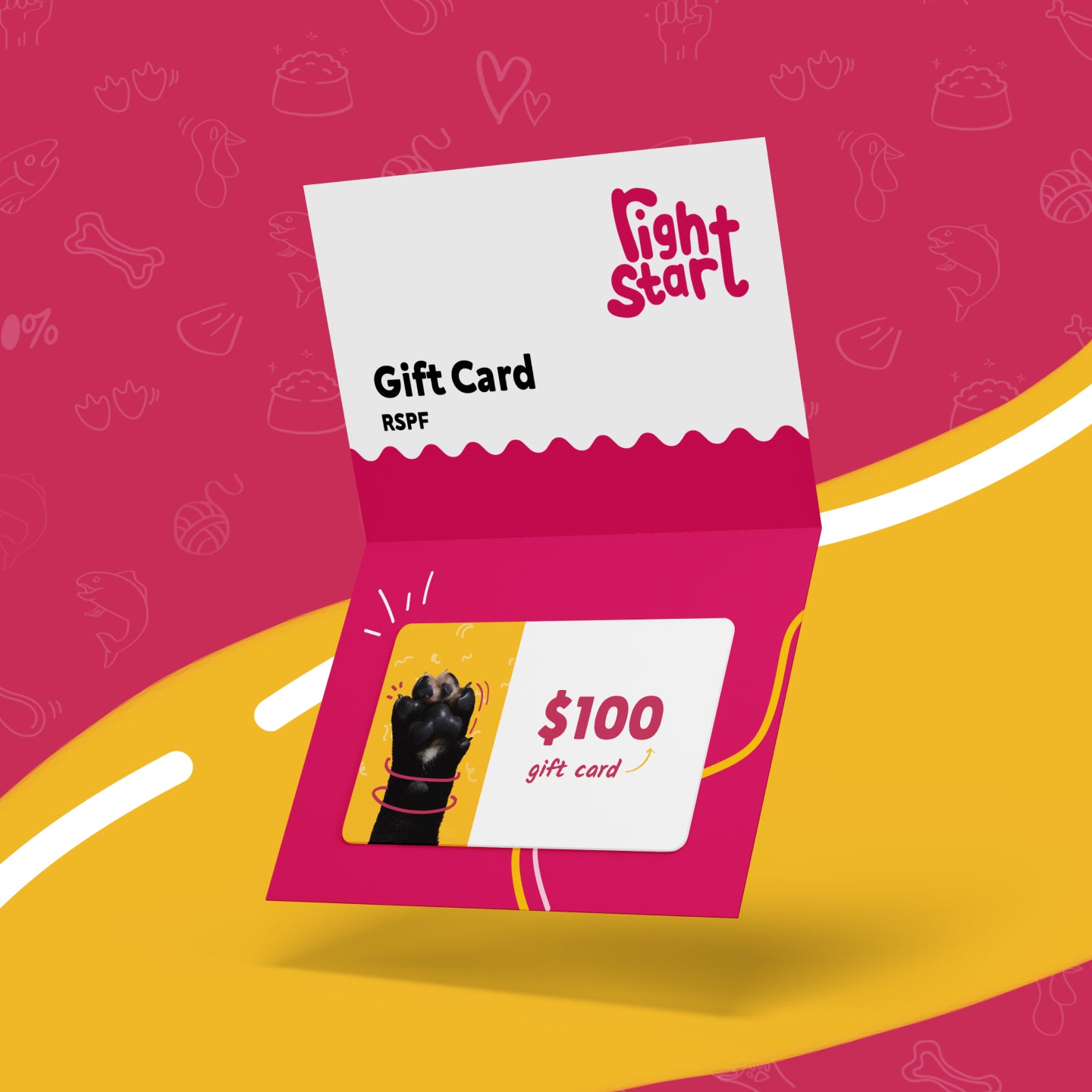 right start pet food gift card for dogs and cats 
