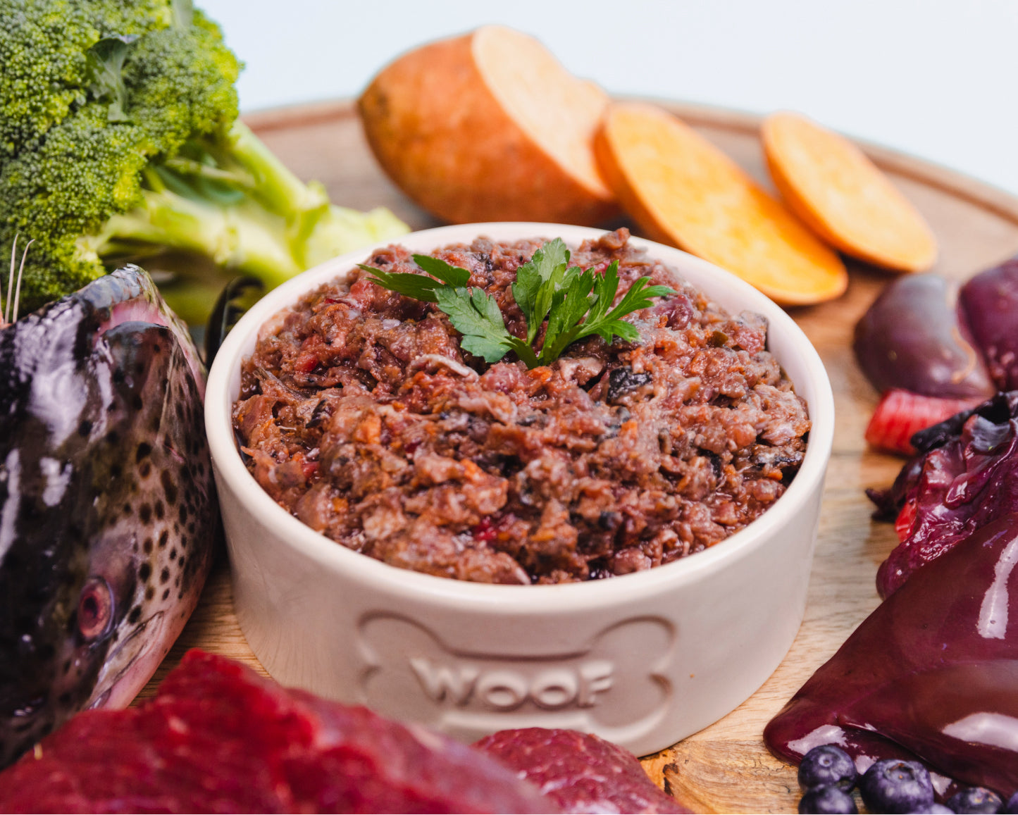 beef for dogs in bowl