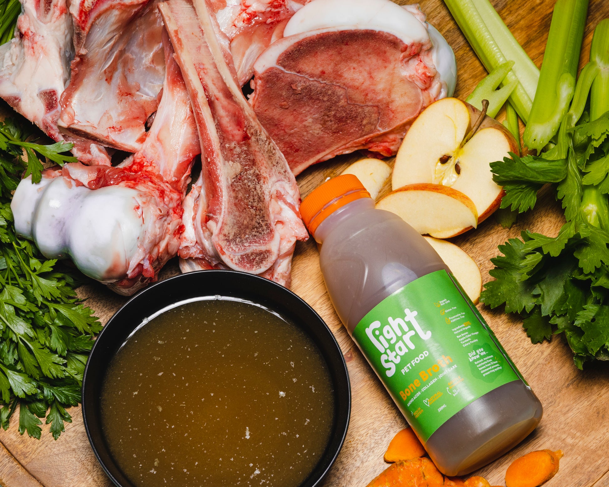 bone broth for dogs in bowl