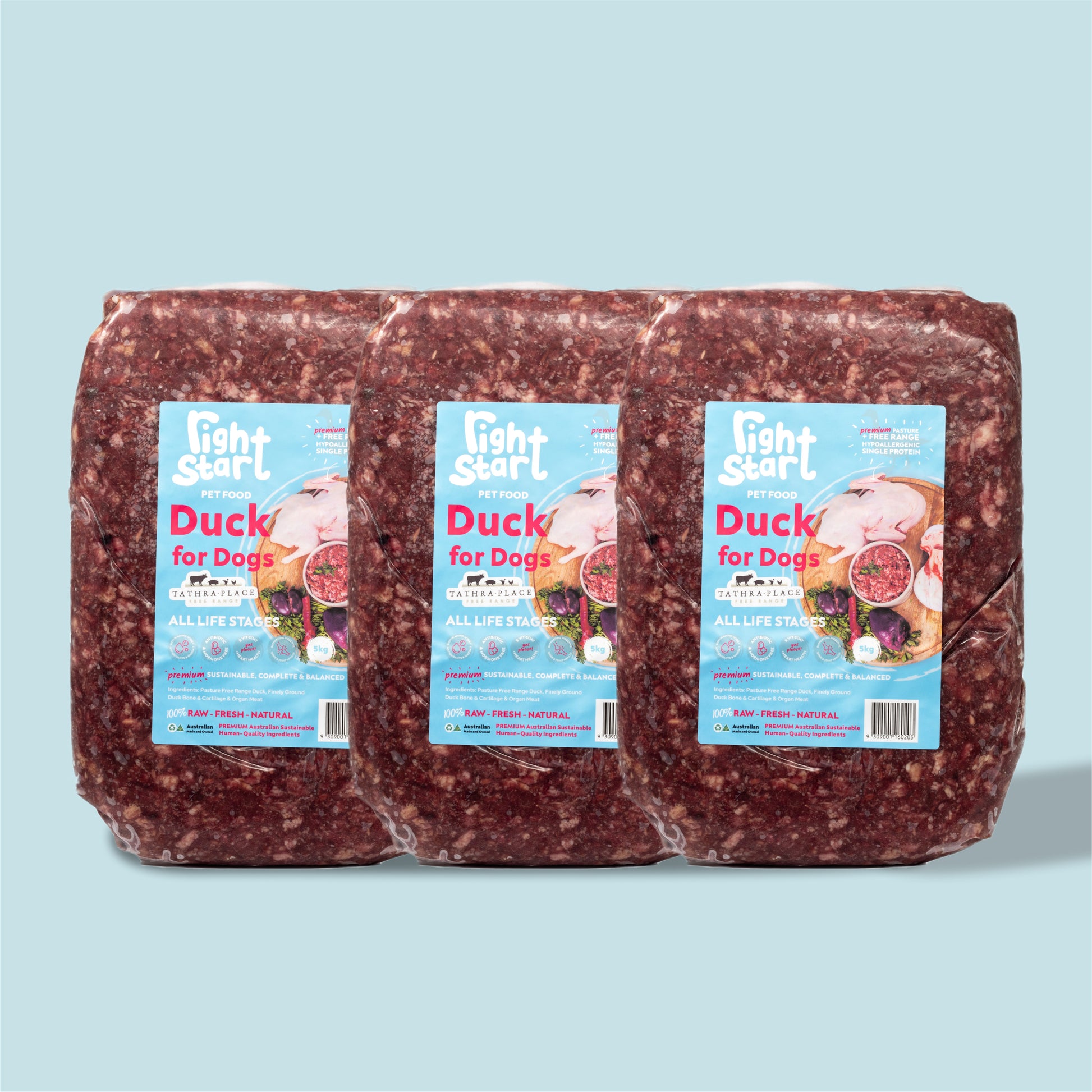 x2 1kg frozen duck mince for dogs blue sticker