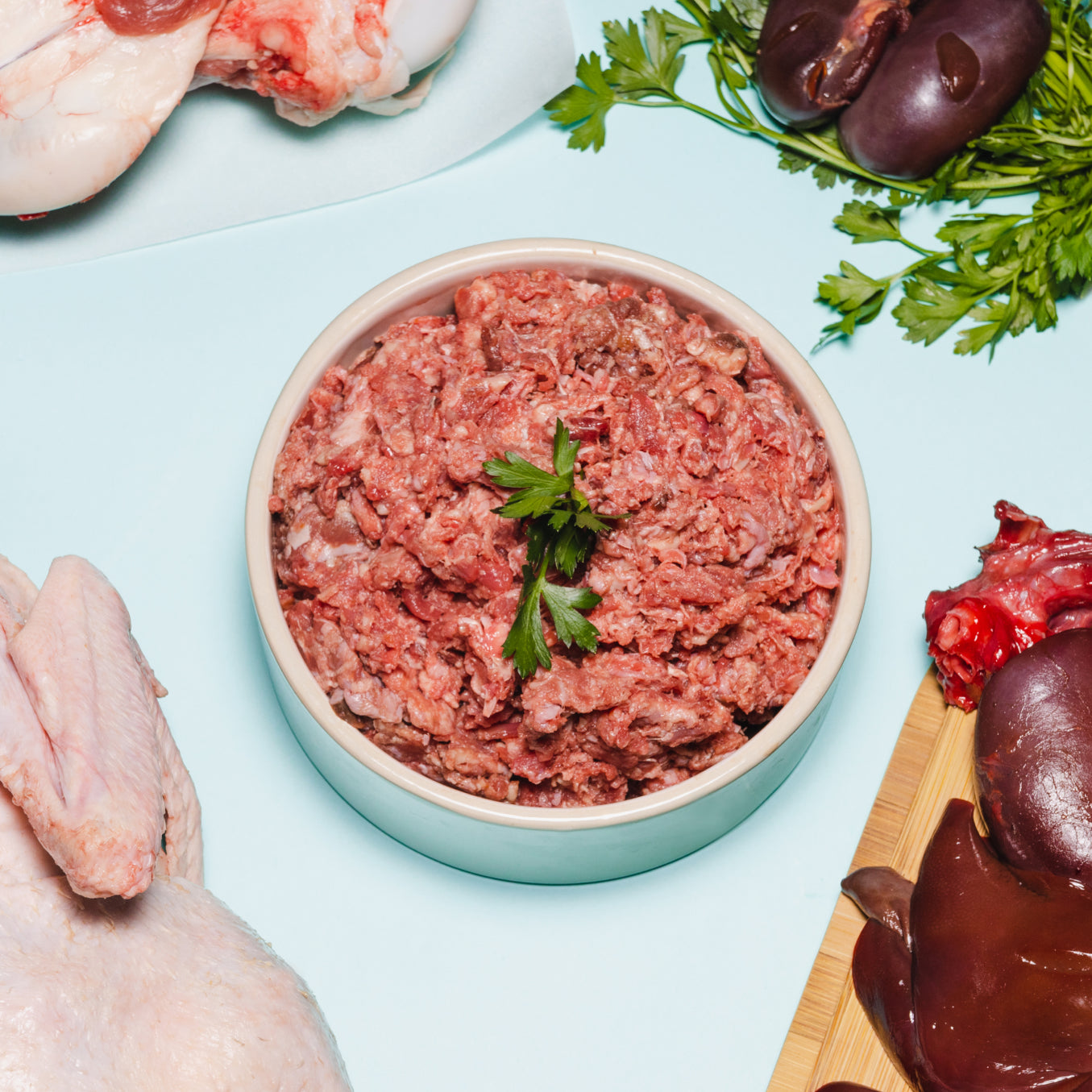 duck for dogs and cats in bowl