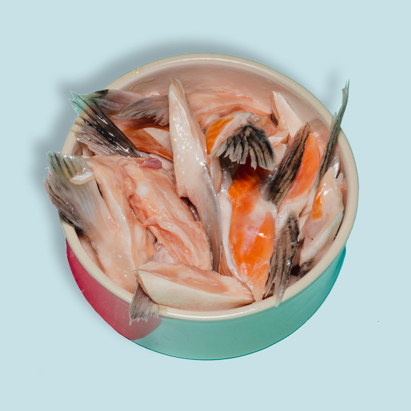 salmon bellies for dogs in bowl